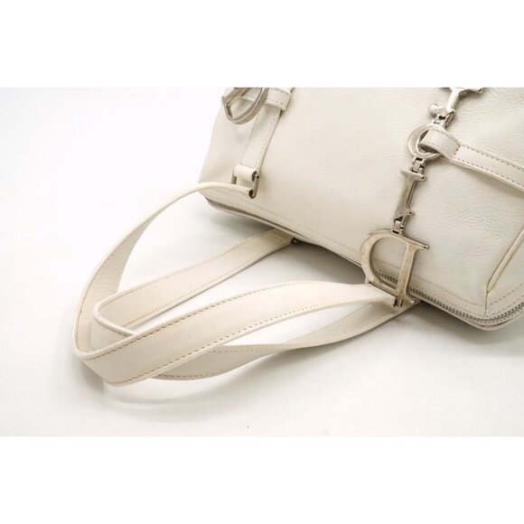 Authentic Christian Dior 2005 Spring White Leather Boston Bag - Picture 3 of 14